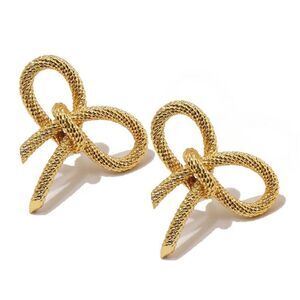 gold bow stud earrings H49